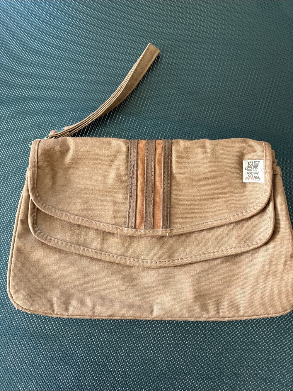 American Eagle Outfitters vintage Tan Canvas Wristlet Clutch